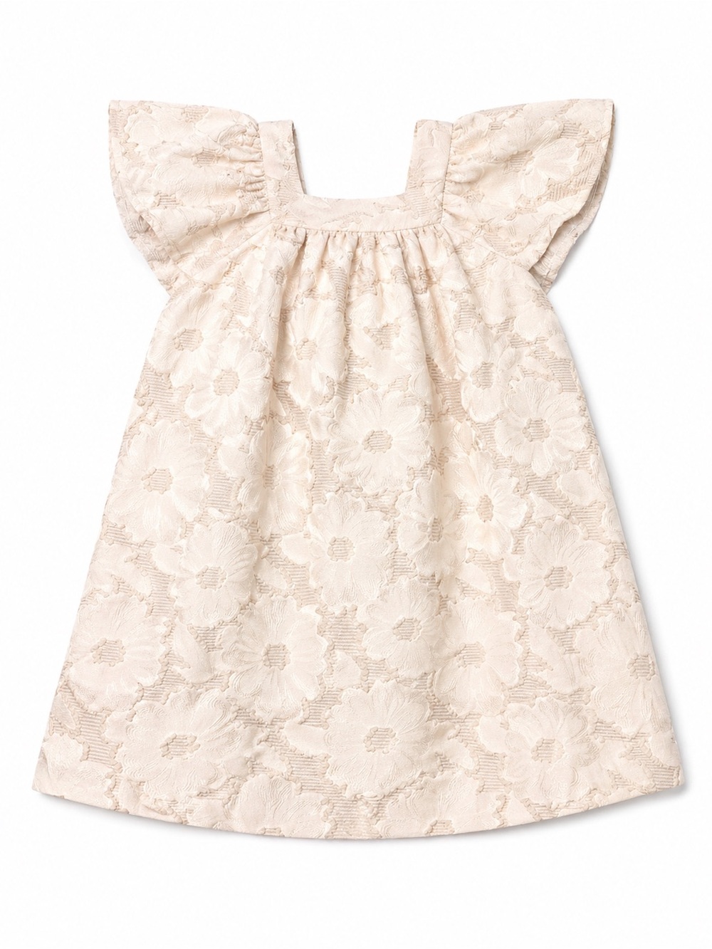 NWOT Zara Cream Floral Lace Flutter Sleeve Dress